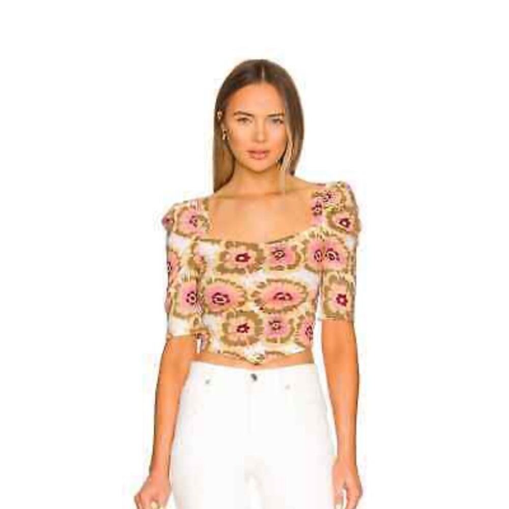 Free People Give Me More Printed Square Neck Top Medium
